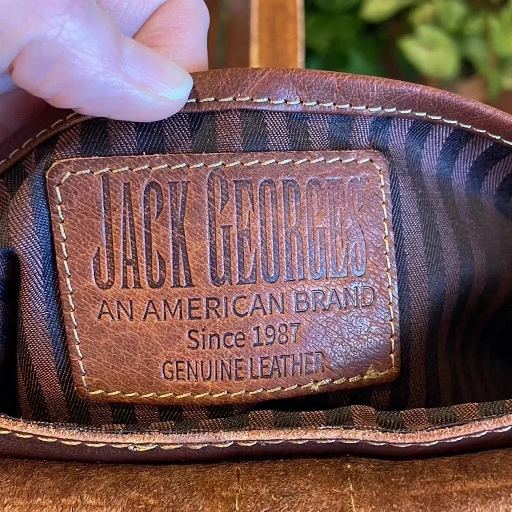 Jack George Voyager Brown Leather Saddle Bag Crossbody Purse‎